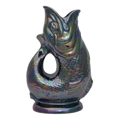 Gluckigluck Karaffe in Fischform mit schimmernder Oberfläche, Dekorative Wasserkaraffe für den Esstisch.